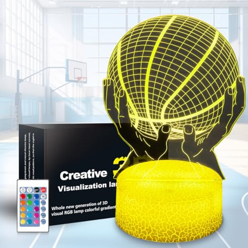 JHXLAMP Lampada da comodino 3D da basket, con 16 colori cangianti, con telecomando e Smart Touch, regalo per Natale, San Valentino, compleanno, per ragazzi e ragazze