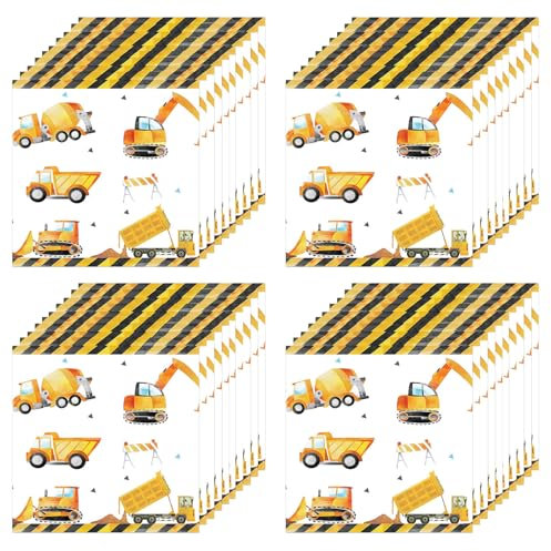 40 Stück Bagger Servietten,33x33 cm Kindergeburtstag Bagger Serviette Geburtstagsdeko Partygeschirr,Einweg Servietten Geburtstag Junge Mädchen Bagger Deko Serviette Baustellenfahrzeuge Tischdekoration