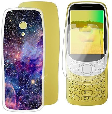 Ikiiqii für Nokia 3210 2024 (2.40) Handyhülle + Displayschutz(2 Sätze), Hülle rutschfeste Stoßkasten Schale Schutzhülle + Gehärtetes Glas - Buntes