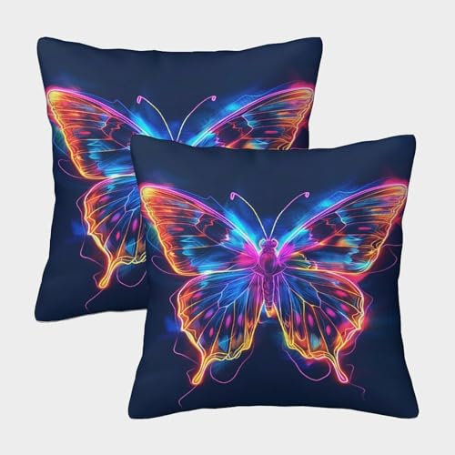 YAMABAIHUO Magischer Schmetterling 3D Gedruckt Quadratischer Kissen Fall Im 2er-Set Deko Kissen Bezug,mit Reißverschluss,für Couch Sofa Bett Auto 45x45cm