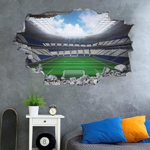 ANHUIB 3D Football Autocollants Muraux Stickers Muraux Football Stikers Murals Enfant Garçon Foot Poster du Stade Chambre D'enfant Autocollant Mural de Football Chambre Garçon Couloir Décor 84x60cm