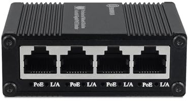 ENIANHUA Mini 5 Port PoE Extender Gigabit PoE+ Switch, Unmanaged Gaming Switch, Unmanaged PoE Switch, Network Hub, Plug & Play, Desktop, Sturdy Aluminum Housing