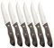 SanheKit Couteaux à Steak, Set de 6,Set de 12, Lame en Acier Inoxydable 13,5 cm, Manche en Bois, Design Full Tang, Dentelé (Mix 3 couleurs (6 pièces))