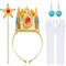 WPPQWP Prinzessin Peach Kostüm Zubehör, 4-tlg. Kostümzubehör mit Krone, Zauberstab, 2 Ohrringen, 2 Handschuhen, für Mädchen Dekoration, Mardi Gras, Halloween, Rollenspiel
