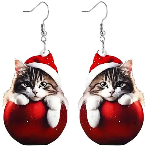Weihnachtsohrringe Damen - Acryl Weihnachten Flache Nette Ohrringe Mode Weihnachten Hut Ohrringe Für Männer Einzeln (5-Red, One Size)