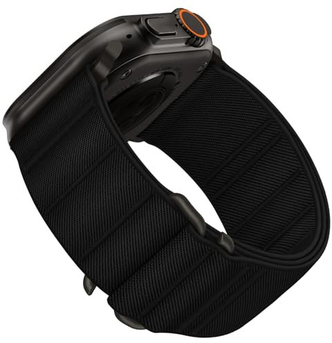 Suitisbest Straps Compatible with Apple Watch Ultra Strap 49mm 46mm 45mm 44mm 42mm, Stretchy Nylon Sport Loop Strap with S-Hook for Apple Watch Ultra 2/ Ultra SE Series 10 9 8 7 6 5 4 3 2 1, Black