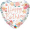 Folienballon Herz-Ballon Happy Birthday 18 Zoll (46 cm) – Eleganter Heliumballon mit romantischem Blumen-Design, perfekte Deko für Geburtstage & besondere Anlässe Made in USA WIEDERVERWENDBAR