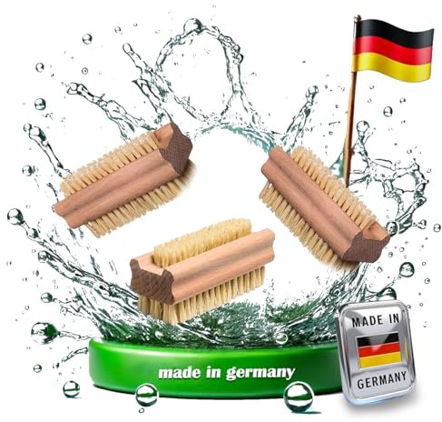 Matosch 3er-Set Nagelbürsten, Handwaschbürsten, Fingernagelbürsten, Fingerbürsten und Kinder-Handbürsten aus Holz mit Naturborsten für eine gründliche Reinigung.