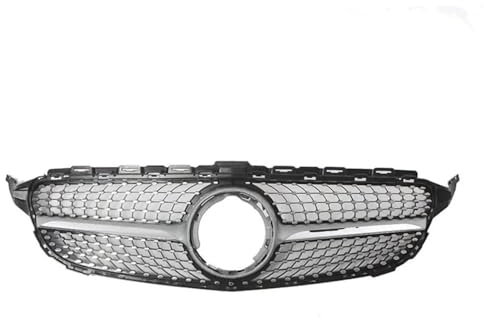 DZSHONGXINSM Kühlergrill Oberer Kühlergrill Für Mercedes Für Benz Für C-Klasse W205 C300 C250 C43 Für AMG 2019–2021 Glänzend Schwarz Für AMG Style Grille Nieren Kühlergrill(Silber)