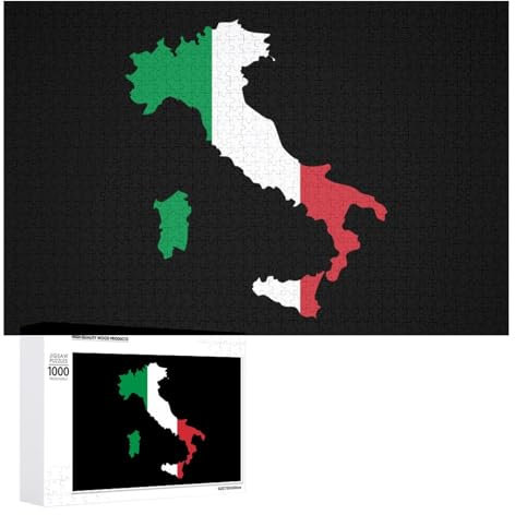 Italy Flag Map Jigsaw Puzzle for Adults 1000 PCS Wooden Challenging Puzzles for Home Party Decor
