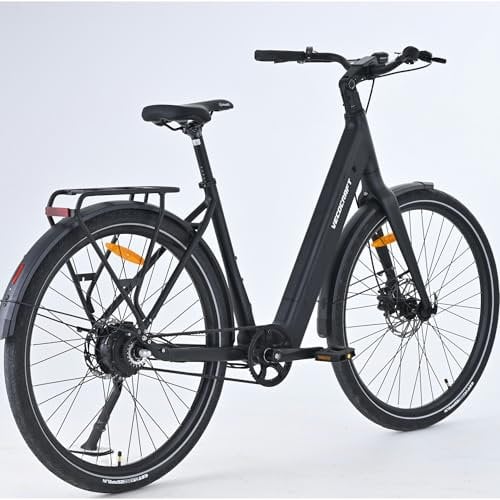 VecoCraft Luna 2.0 Damen Schwarz e Bike 28 Zoll City E-Bike. Electric Bike mit Motor,2 Gang, Riemenantrieb, Tektro Scheibenbremsen| LCD Display Integrated in The stem