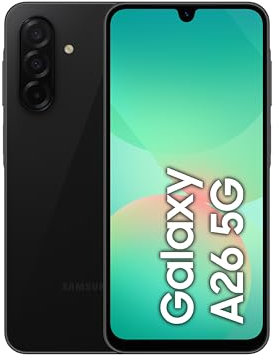 Samsung Galaxy A26 5G, smartphone Android, 128 GB di memoria, 6 GB di RAM, nero, fotocamera da 50 MP, display grande, batteria a lunga durata 1 anno/versione locale