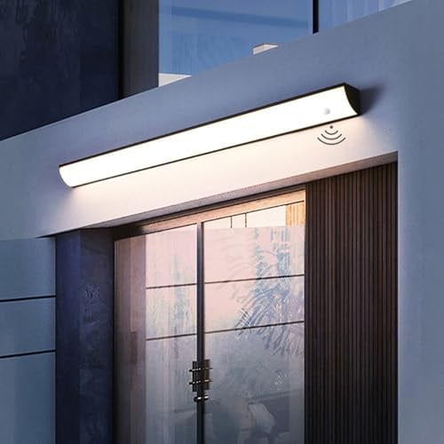 LED Aussen Wandlampe mit Bewegungsmelder Modern Dreiecke Wandleuchte Up und Down Außenleuchte 3000K/4000K/6000K IP65 Wasserdicht Kellerleuchte für Flur Treppe Garage Garten (Schwarz Natürliches,150CM)