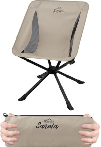 normani Ultraleichter Campingstuhl Faltstuhl Klappstuhl - Anglerstuhl mit kleinem Packmaß und Packtasche - Getränkehalter verfügbar Farbe Beige