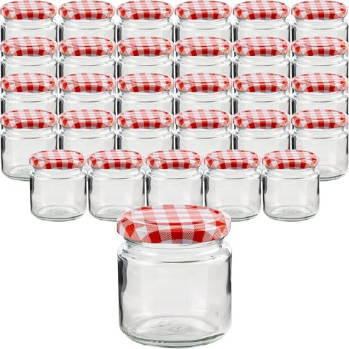 Devitre 30er Set Einmachgläser mit Deckel 210ml kleine Marmeladengläser mit Etiketten