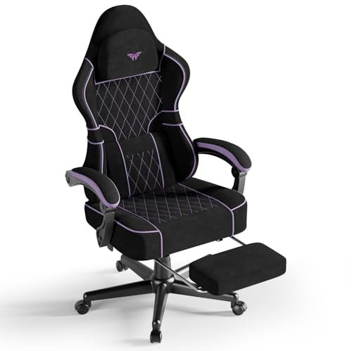 Huracan Gaming Silla de Masaje, Silla Gamer con reposapiés, reposacabezas, Respaldo Ajustable de 90 a 160°, Gaming Chair ergonómica para Jugadores, Oficina en casa, Adolescentes (Morado)