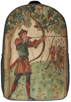 kaiyun Robin Hood Bogenschützey Kinder Schulranzen,Teenager Schulrucksack,Leichtgewicht Kunst Tagesrucksack Design 17inch