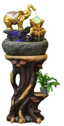Zhaoj24-05 Indoor Floor Fountain Elephant Indoor Water Fountain, Decoration Fountain with Rolling Ball, Floor Standing Decorative Ornament for Home, Office, Bedroom Water Fountain