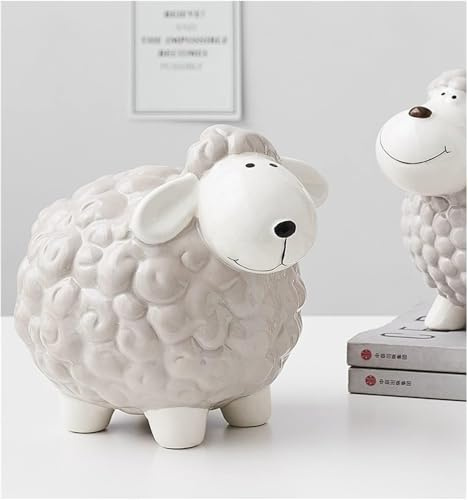 OXFUZZ Schaf Sparschwein Keramik Spardose for Münzen Bargeld Aufbewahrungsbox Kindergeburtstagsgeschenke Heimdekoration Spardose Praktische Geschenke for Geburtstage, Weihnachten, Babypartys(A)