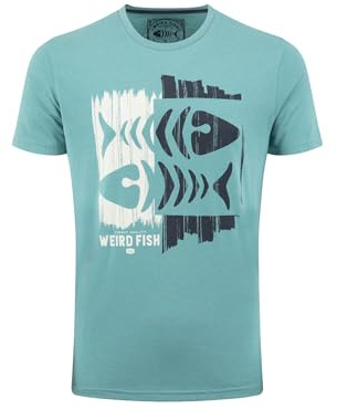Weird Fish Double Fish Front Print Graphic T-Shirt Smoked Blue Size 4XL