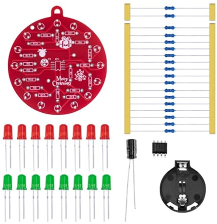 Uikdjgu NE555 LED Weihnachtsbaum Dekoration LED Blinking Leiterplatte Löten DIY Kit Rot Grün Blinkendes Licht Löten Übungsplatine