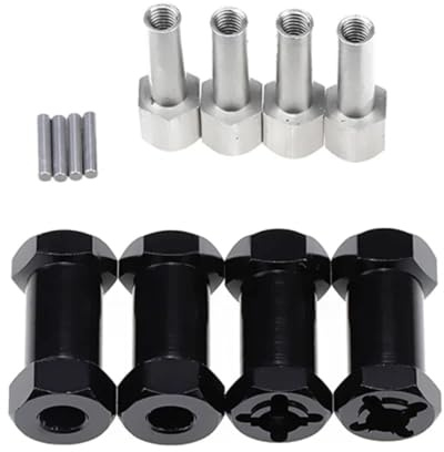 JYYTERD RC Autoteile Für Axial Für SCX10 D90 4 Stücke 1/10 RC Crawler 12mm Hex Radnabe Stick Adapter 25mm Verlängerung Combiner Koppler Ersatzteile(Black)