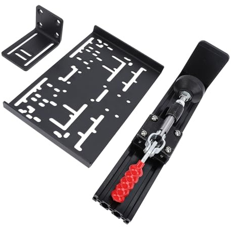 Cocoarm PC USB Simulator Shifter Handbrake Kit, Metal Desk Mount Shifter Handbrake with Arrow Storage Case Clamp, 0 to 11.8in Adjustable Height, for Racing Games and Sim Drivers