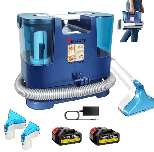 Portable Carpet and Upholstery Cleaner, 210W Handheld Spot Cleaner with 11.5kPa Powerful Suction, Dual 600ml Tanks & 2 Spraying Brush Heads, Removes Pet Stains, Odours from Sofa, Car Seat, Rug