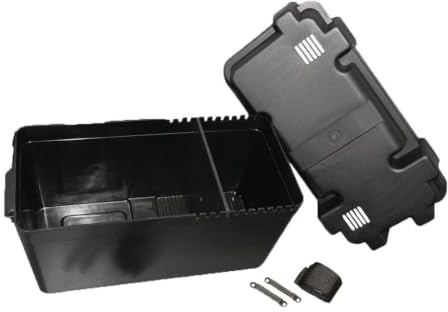 UKB4C Large 110Ah Leisure Battery Box Enclosure Cover & Strap for Motorhome Caravan Camper