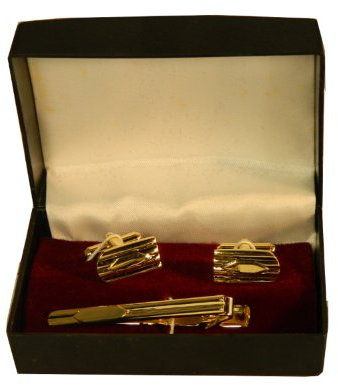 Krawattennadel Manschettenknöpfe in Geschenkbox Set Empire vergoldet Krawattenklammer Herren Schmuck