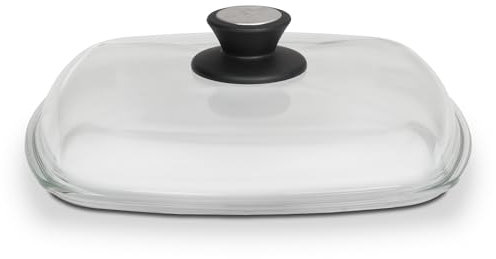 SKK 047 Glasdeckel, eckig, 28 x 28 cm, passend für Aluguss-Kochgeschirr, Universaldeckel, Zubehör, Topfdeckel 28cm/Pfannendeckel 28 cm, Backofenfest