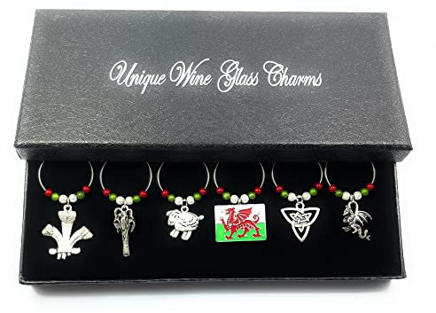 Libby's Market Place Wales/Welsh Design Glass Charms with Gift Box