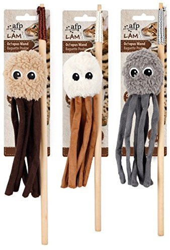 All For Paws Lamb Octopus Wand Cat Toy | Infused with Catnip, Provides Hours of Interactive Fun