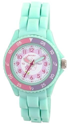 Tikkers Children's Girls Aqua Green Flowers Theme Silicone Time Teaching Watch - NTK0004