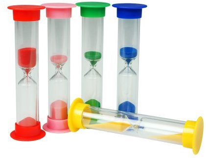 wellsamed wellsakids Zahnputzuhr bunt, farbenfrohe Kinder Sanduhr rund, 2 Minuten