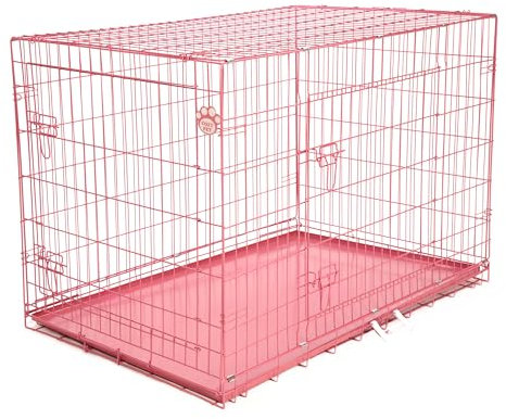 Cozy Pet Metal Tray Dog Cage 48 Pink Dog Crate 122cm Long Metal Tray Folding Puppy Crate Cat Carrier. DC48P