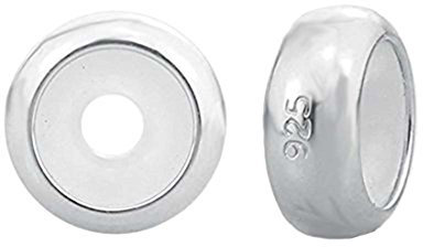 Clip Stopper-Charms Sterling Silber Rondelle Spacer Bead Abstandhalter für Pandora Charm-Armbänder und viele andere, Farbe Silber