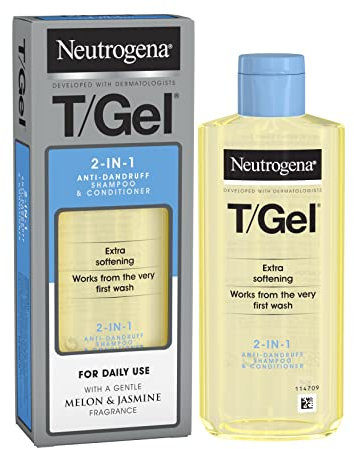 Neutrogena T/Gel 2 in 1 Anti-Dandruff Shampoo and Conditioner (1x 250ml), Shampoo and Conditioner to Help Fight Dandruff From First Wash, Haircare for Soft, Shiny Healthy-Looking Hair and Scalp