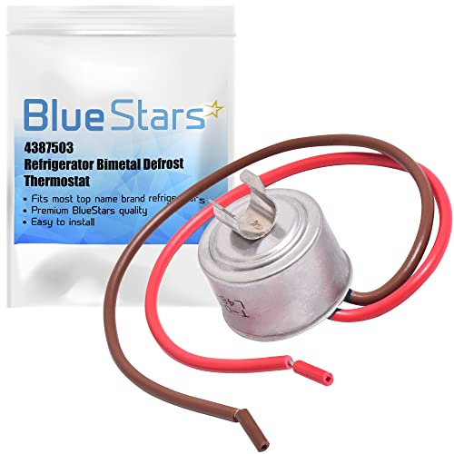 Blue Stars 4387503 Pièce de rechange pour thermostat de dégivrage bimétallique pour réfrigérateur Whirlpool Kenmore Remplace WP4387503 343917 4387503 61002113