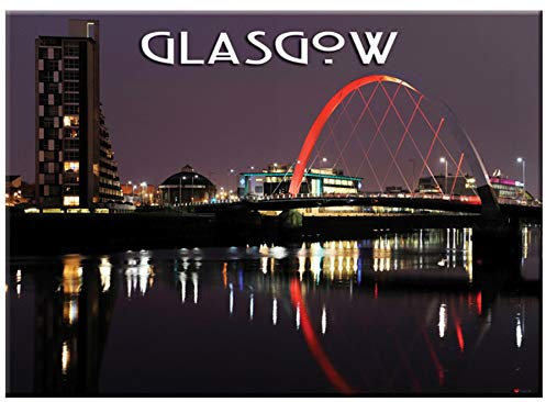 Glasgow Stadt at Nacht Landschaft Metallischer Kühlschrankmagnet