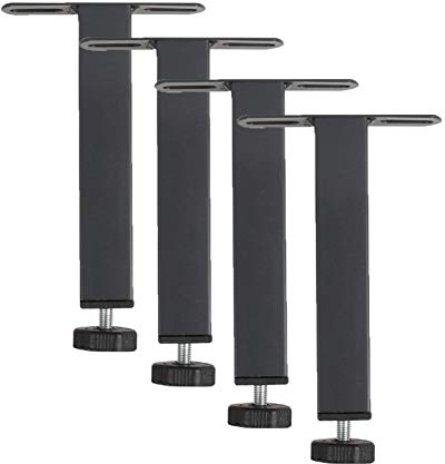 4 Möbelfüsse für Bett Möbelbeine Bett Möbelfüße Metall Verstellbar Stützfuß Doppelloch vom Typ T Bettbeine Unterstützung Füße für Möbel Bettrahmen Zubehör,Graue Farbe,Mit Schrauben(22cm)