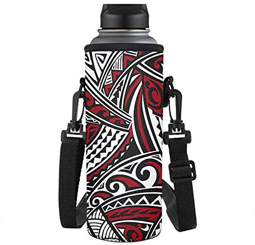 SEANATIVE Ethnic Polynesian Tribal Water Bottle Carrier Sports Water Bottle Holder Pouch for Energy Drink,Plastic Bottles Bottle Cover