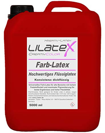 5 Liter Lilatex farbiges Flüssiglatex/Farblatex/Latexmilch - dickflüssiges Naturlatex in KIRSCHROT