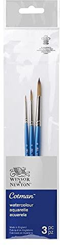 Winsor & Newton Cotman Pinceau Aquarelle Manche Court X3 Pack 2