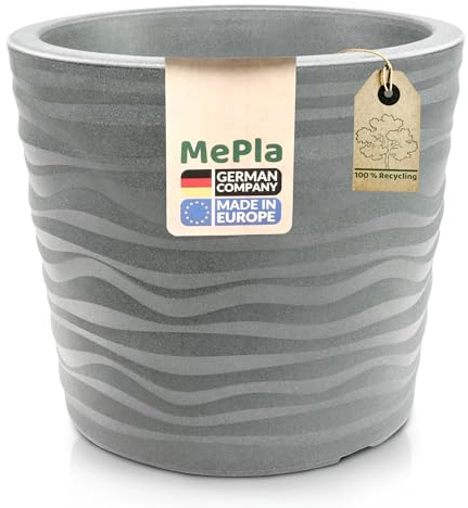 MePla - Maceta Trento – Maceta redonda – Maceta resistente a la intemperie – Maceta resistente a los rayos UV – Maceta – Maceta – Diámetro 60 cm – Gris
