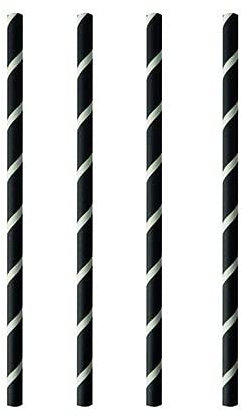 PAPSTAR 87979 Lot de 100 pailles en papier à rayures noires et blanches Ø 8 mm 20 cm