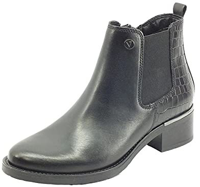 Valleverde Tronchetto Donna 46010 in Pelle Nero Modello Casual. Una Calzatura Comoda Adatta per Tutte Le Occasioni. Autunno-Inverno 2022. EU 36
