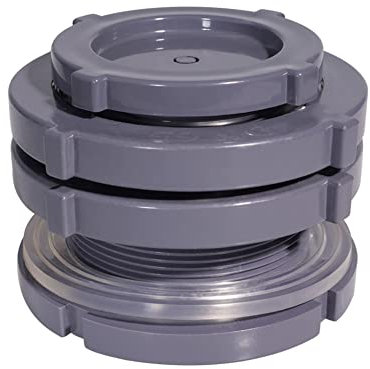 QuQuyi 2.5 Inch PVC Bulkhead Water Tank Connector Adapter Fitting with Plugs Thru-Bulk Pipe Fitting for Rain Barrels, Aquariums, Ponds(Set of 1)