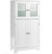 COSTWAY Bathroom Floor Cabinet, Freestanding Storage Cupboard with Tempered Glass Doors and Adjustable Shelf, Wooden Side Cabinet Organiser Unit for Living Room Kitchen Entryway (White)