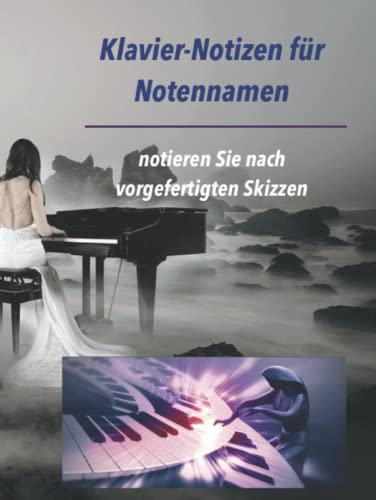 Klavier-Notizen für Notennamen: notieren Sie nach vorgefertigten Skizzen